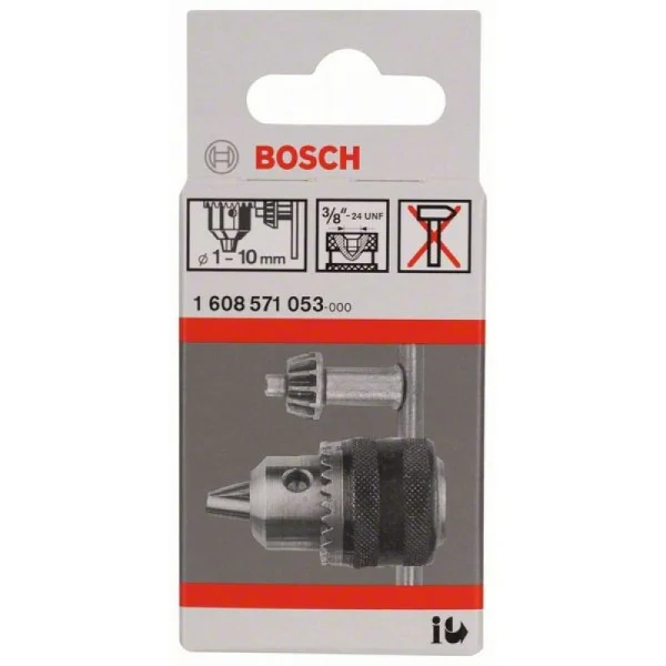 Кулачковый патрон до 10 мм 1-10 мм, 3/8' - 24 Bosch 1608571053 — изображение 2