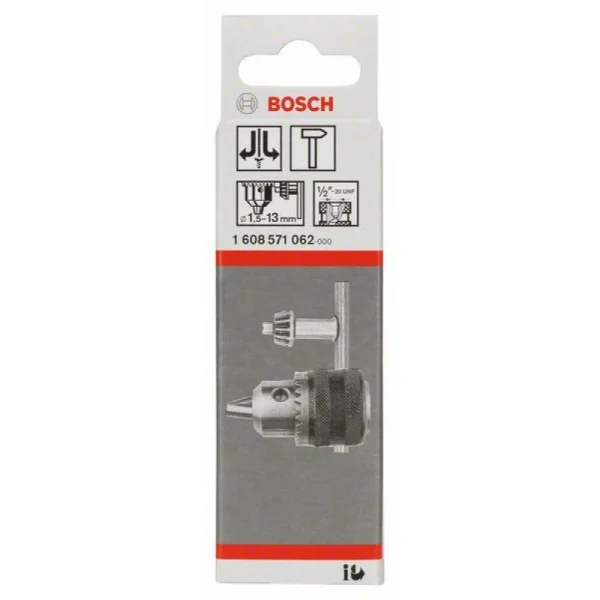 Кулачковый патрон до 13 мм 1,5-13 мм, 1/2' - 20 Bosch 1608571062 — изображение 2