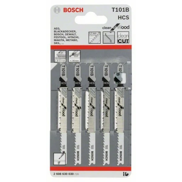 Лобзиковые пилки (5 шт) T119BO, T119B, T111C, T118A, T118B Bosch 2608667857 — изображение 2