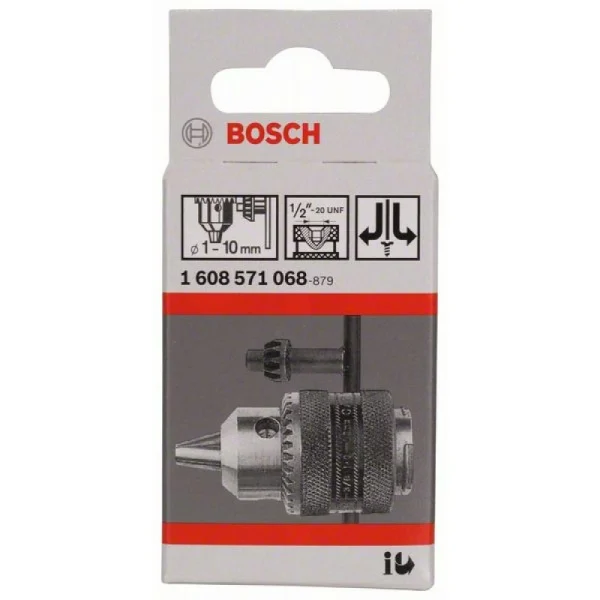 Кулачковый патрон до 10 мм 1-10 мм, 1/2' - 20 Bosch 1608571068 — изображение 2