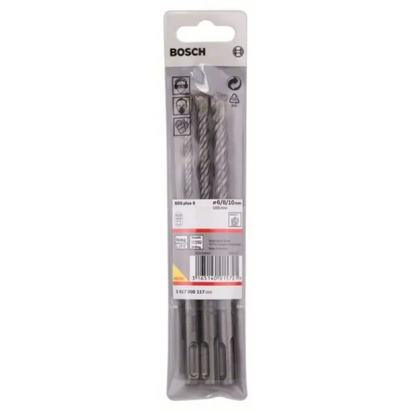 Набор из 3 буров SDS-plus-5 (6,8,10x115 мм) Bosch 1617000117 — изображение 2