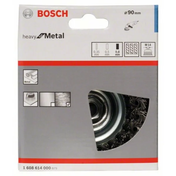 Чашечная щетка 90 мм, 0,8 мм, M14 Bosch 1608614000 — изображение 2