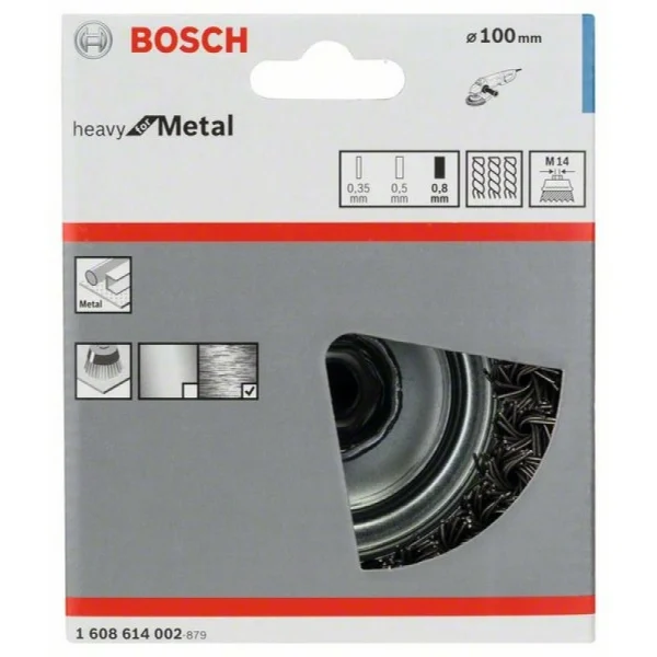 Чашечная щетка 100 мм, 0,8 мм, M14 Bosch 1608614002 — изображение 2