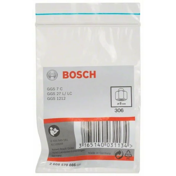 Цанговый патрон с зажимной гайкой 8 мм Bosch 2608570086 — изображение 2