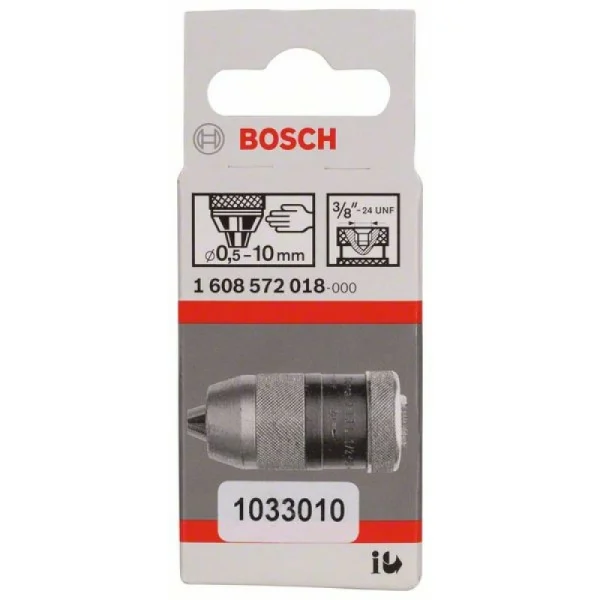 Быстрозажимный сверлильный патрон до 10 мм 0,5-10 мм, 3/8' - 24 Bosch 1608572018 — изображение 2