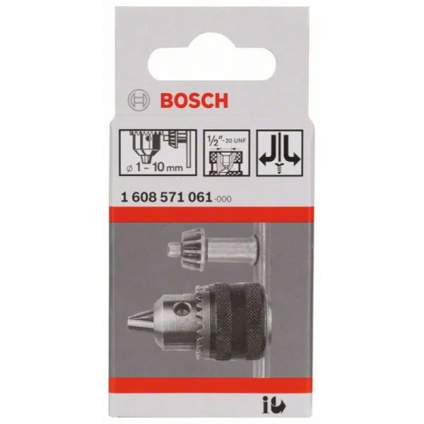 Кулачковый патрон до 10 мм 1-10 мм, 1/2' - 20 Bosch 1608571061 — изображение 2