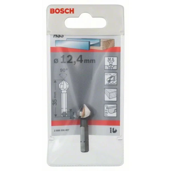 Конусный зенкер 12,4 мм, M 6, 35 мм, 1/4' Bosch 2608596407 — изображение 2