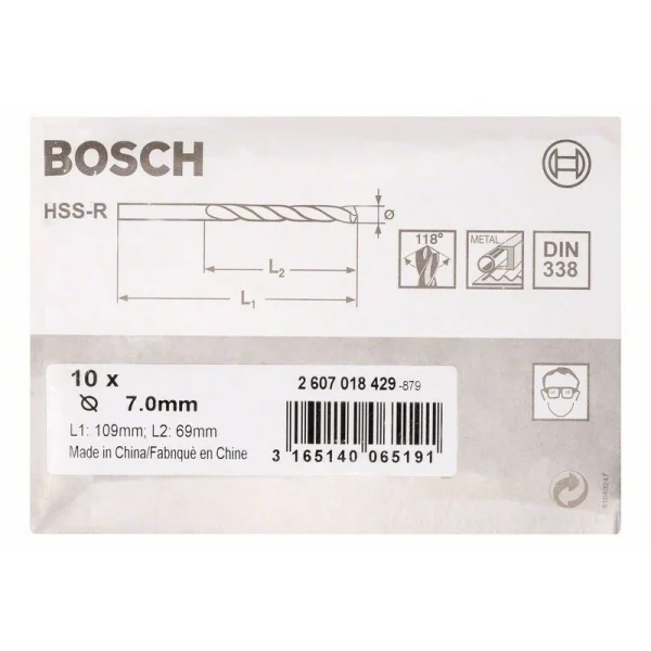 Сверло по металлу HSS-R DIN 338 7x69x109 мм Bosch 2607018429 — изображение 2