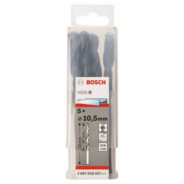 Сверло по металлу HSS-R DIN 338 10,5x87x133 мм Bosch 2607018437 — изображение 2