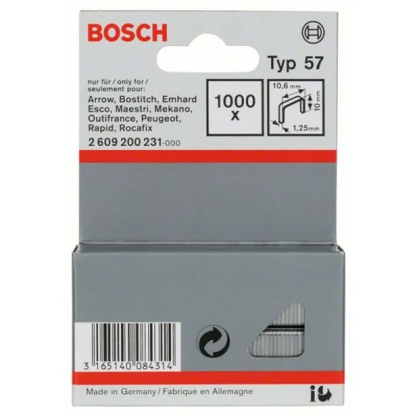 Плоская металлическая скоба тип 57 10,6x1,25x10 мм Bosch 2609200231 — изображение 2