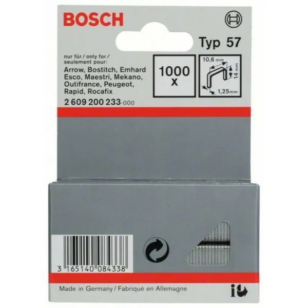 Плоская металлическая скоба тип 57 10,6x1,25x14 мм Bosch 2609200233 — изображение 2