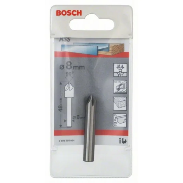 Конусный зенкер 8,0 мм, M 4, 48 мм, 8 мм Bosch 2608596664 — изображение 2