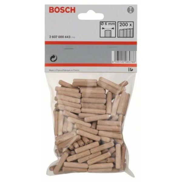 Деревянные дюбели 6 мм, 30 мм Bosch 2607000443 — изображение 2