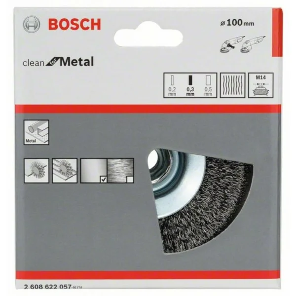 Конусная щетка 100 мм, 0,3 мм, M14 Bosch 2608622057 — изображение 2