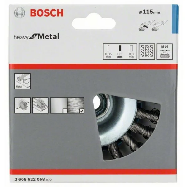 Конусная щетка 115 мм, 0,5 мм, M14 Bosch 2608622058 — изображение 2