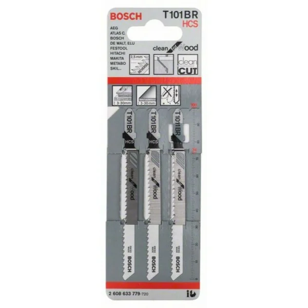Лобзиковые пилки (3 шт) T 101 BR Clean for Wood, HCS Bosch 2608633779 — изображение 2