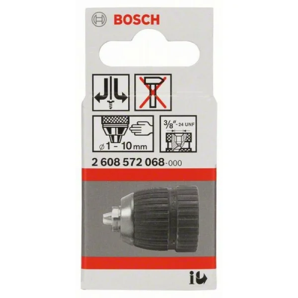 Быстрозажимный сверлильный патрон до 10 мм 1-10 мм, 3/8' - 24 Bosch 2608572068 — изображение 2