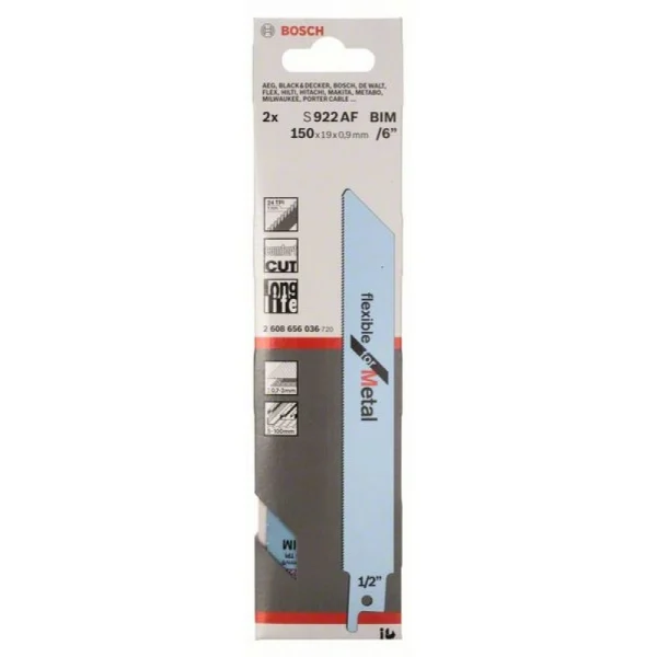 Пильное полотно S 922 AF Flexible for Metal Bosch 2608656036 — изображение 2