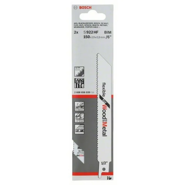 Пильное полотно S 922 HF Flexible for Wood and Metal Bosch 2608656039 — изображение 2