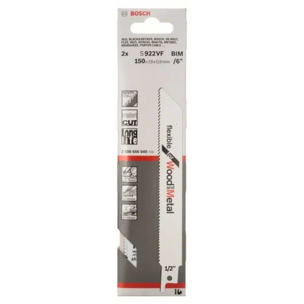 Пильное полотно S 922 VF Flexible for Wood and Metal Bosch 2608656040 — изображение 2