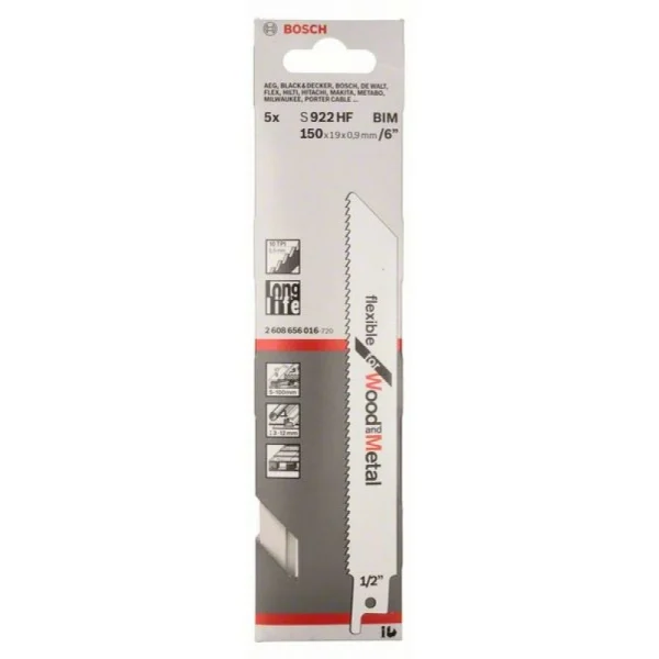 Пильное полотно S 922 HF Flexible for Wood and Metal Bosch 2608656016 — изображение 2