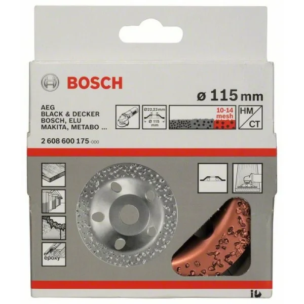 Твердосплавный чашечный шлифкруг 115x22,23 мм; крупнозерн., плоск. Bosch 2608600175 — изображение 2