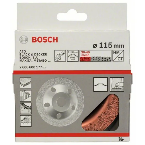 Твердосплавный чашечный шлифкруг 115x22,23 мм; мелкозерн., плоск. Bosch 2608600177 — изображение 2