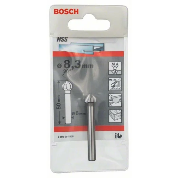 Конусный зенкер 8,3, M 4, 50 мм, 6 мм Bosch 2608597505 — изображение 2