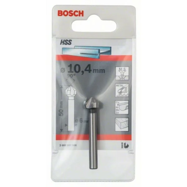 Конусный зенкер 10,4, M 5, 50 мм, 6 мм Bosch 2608597506 — изображение 2