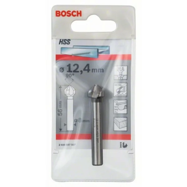 Конусный зенкер 12,4, M 6, 56 мм, 8 мм Bosch 2608597507 — изображение 2