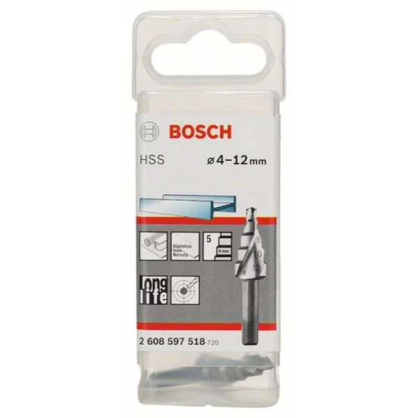 Ступенчатое сверло HSS 4 - 12 мм, 6,0 мм, 50 мм Bosch 2608597518 — изображение 2