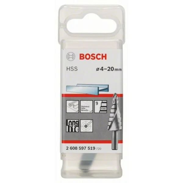Ступенчатое сверло HSS 4 - 20 мм, 8,0 мм, 70,5 мм Bosch 2608597519 — изображение 2