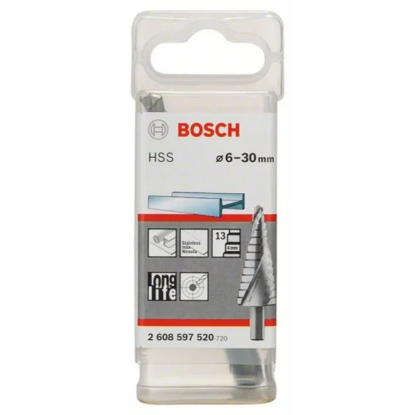 Ступенчатое сверло HSS 6 - 30 мм, 10,0 мм, 93,5 мм Bosch 2608597520 — изображение 2