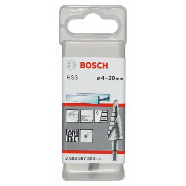 Ступенчатое сверло HSS 4 - 20 мм, 1/4', 70,5 мм Bosch 2608597524 — изображение 2