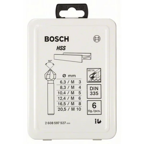 Набор из 6 конусных зенкеров 45; 63 мм / 5-10 мм / 6,3; 8,3; 10,4; 12,4; 16,5; 20,5 мм Bosch 2608597527 — изображение 2