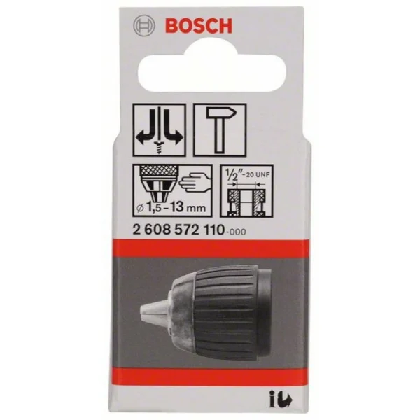 Быстрозажимной сверлильный патрон до 13 мм 1,5-13мм, 1/2'–20 Bosch 2608572110 — изображение 2