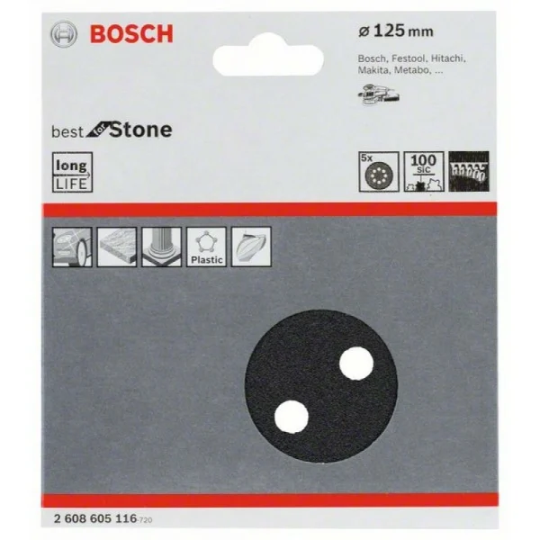 Шлифлист F355, в упаковке 5шт. 125 мм, 100 Bosch 2608605116 — изображение 2