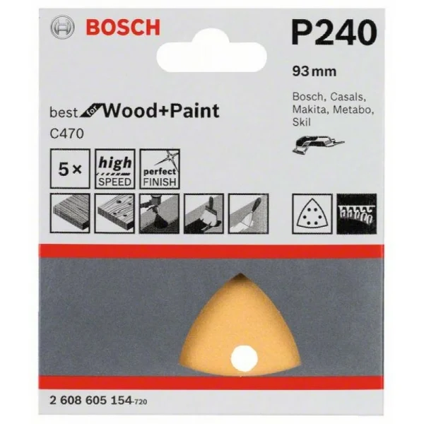 Набор шлифлистов (5 шт) C470 Best for Wood+Paint 93x93 мм K240 Bosch 2608605154 — изображение 2
