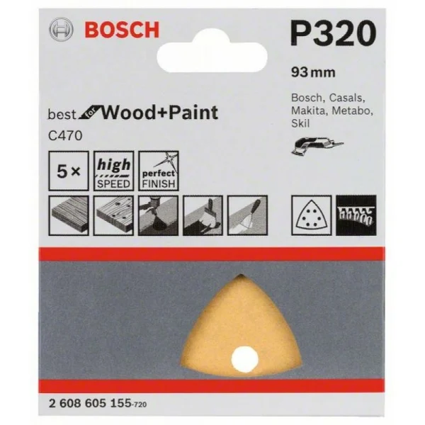 Шлифлист C470, в упаковке 5шт. 93 мм, 320 Bosch 2608605155 — изображение 2
