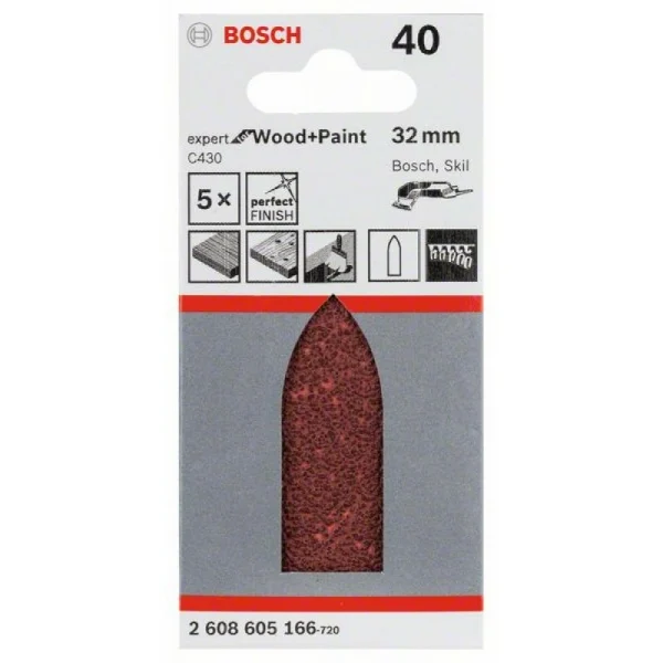 Шлифлист C430, в упаковке 5шт. 32 мм, 40 Bosch 2608605166 — изображение 2