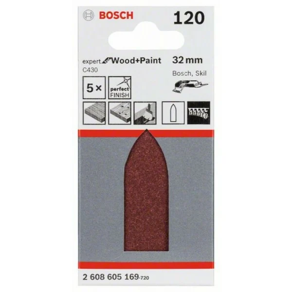 Шлифлист C430, в упаковке 5шт. 32 мм, 120 Bosch 2608605169 — изображение 2
