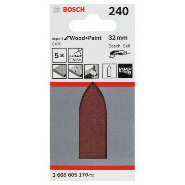 Шлифлист C430, в упаковке 5шт. 32 мм, 240 Bosch 2608605170 — изображение 2