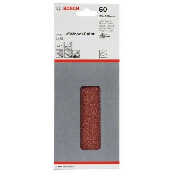 Шлифлист C430, в упаковке 10шт. 93x230 мм, 60 Bosch 2608605295 — изображение 2