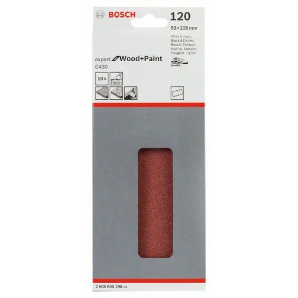Шлифлист C430, в упаковке 10шт. 93x230 мм, 120 Bosch 2608605298 — изображение 2