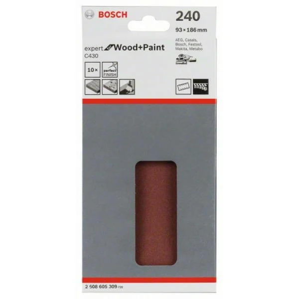 Шлифлист C430, в упаковке 10шт. 93x186 мм, 240 Bosch 2608605309 — изображение 2