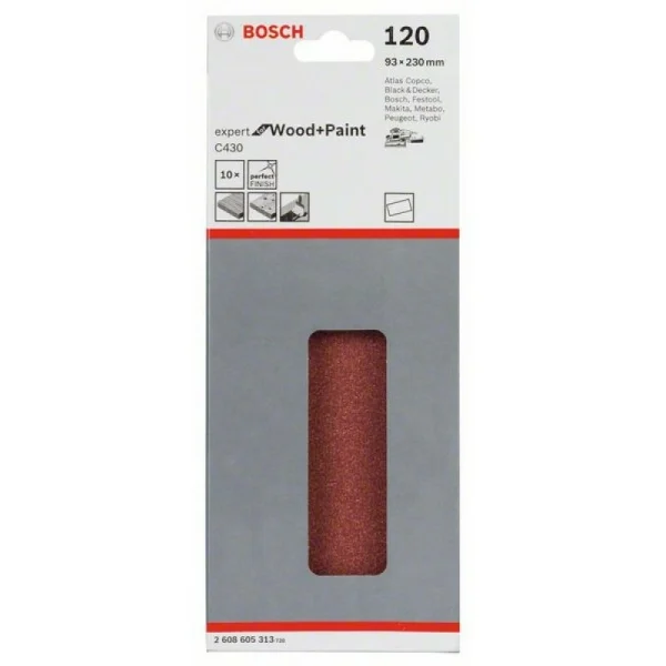 Шлифлист C430, в упаковке 10шт. 93x230 мм, 40 Bosch 2608605313 — изображение 2