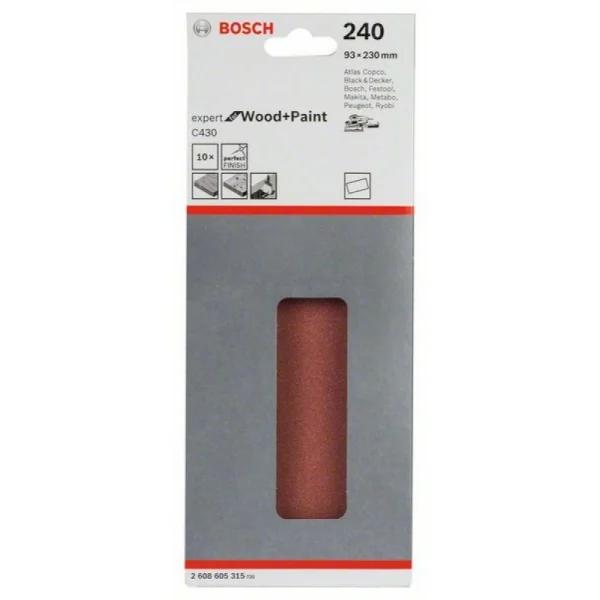Шлифлист C430, в упаковке 10шт. 93x230 мм, 40 Bosch 2608605315 — изображение 2