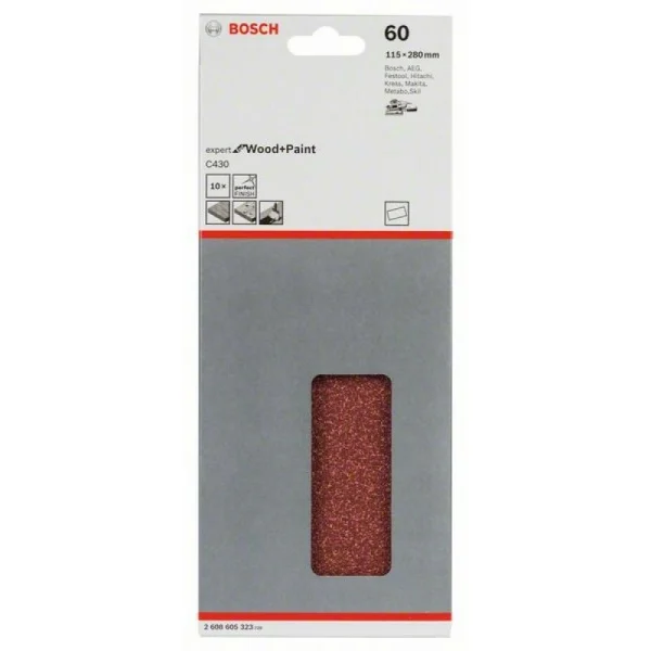 Шлифлист C430, в упаковке 10шт. 115x280 мм, 60 Bosch 2608605323 — изображение 2