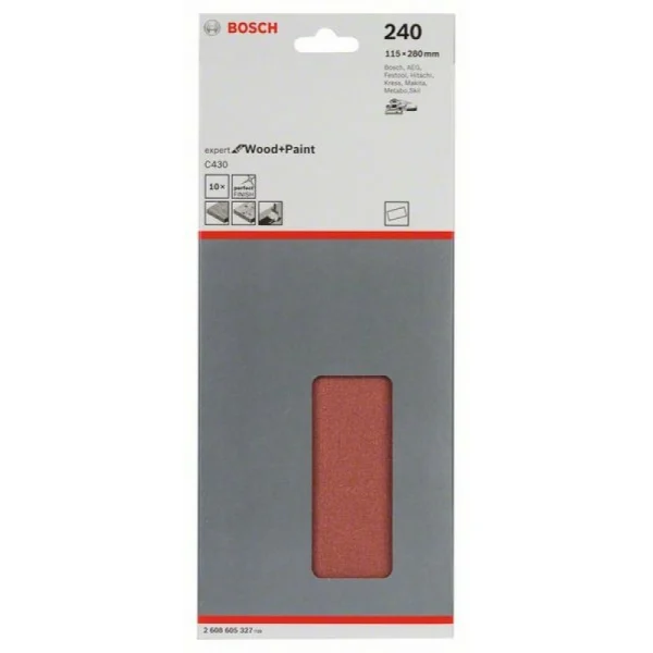 Шлифлист C430, в упаковке 10шт. 115x280 мм, 240 Bosch 2608605327 — изображение 2