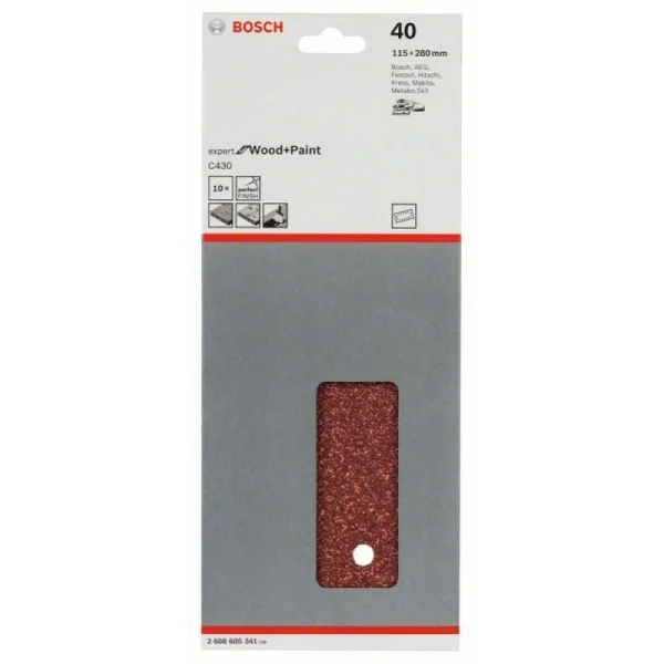 Шлифлист C430, в упаковке 10шт. 115x280 мм, 40 Bosch 2608605341 — изображение 2